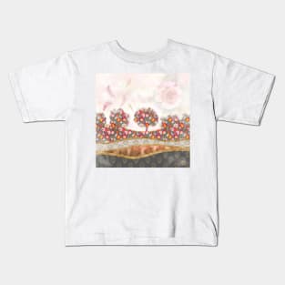 Falling feathers and roses Kids T-Shirt